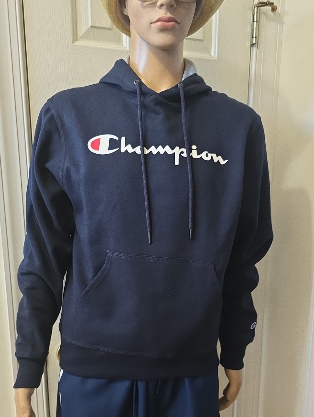 CHAMPION BRAND SIGNATURE MEN'S NAVY BLUE PULLOVER SWEATSHIRT HOODIE SIZE SMALL